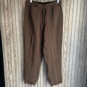 DKNY Vintage 90’s Brown White Pinstriped Straight Leg High Waisted Trouser Pants